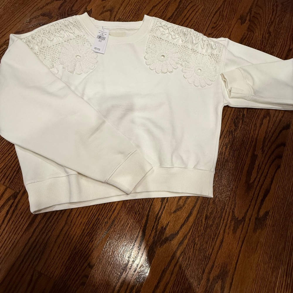 American Eagle Outfitters Cream Lace Sweatshirt